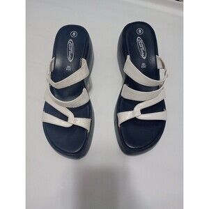 Lower East Side Shoes Slides Womens White Strap Y2K VTG Slip On Chunky Platform